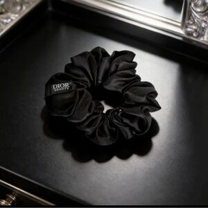 Dior Black Satin Hair Scrunchie